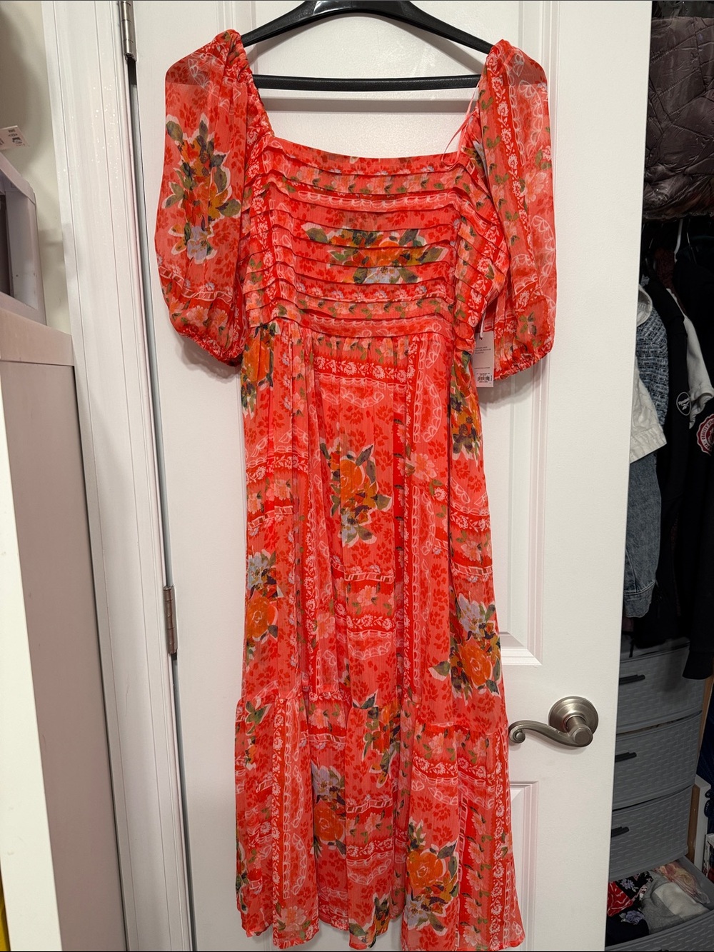 LC Lauren Conrad Red Floral Midi Dress